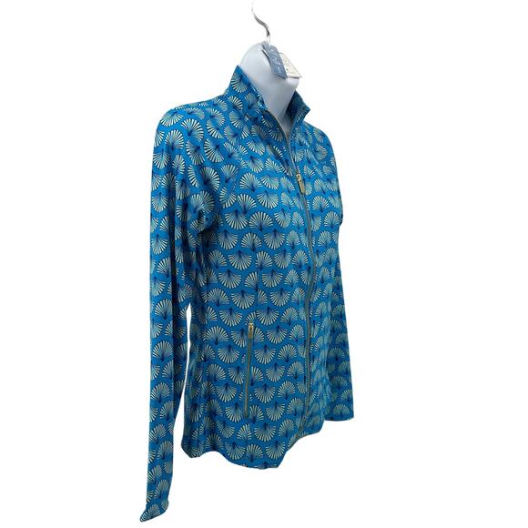Sigrid Olsen Golf Tennis Full Zip Jacket WMNS XS Blue Teal Shell Print Stretch - Picture 3 of 8
